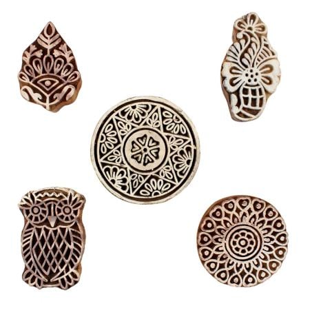 Set of 5 Piece New Mix Wooden Printing Blocks